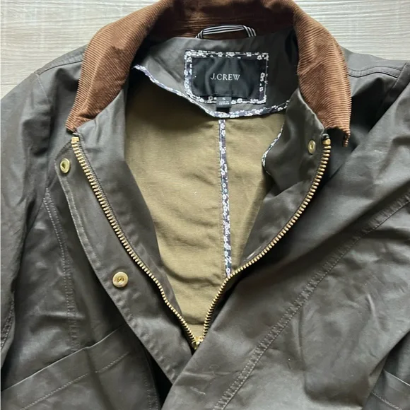 J. Crew Olive Jacket with Floral Collar - Picture 4 of 5